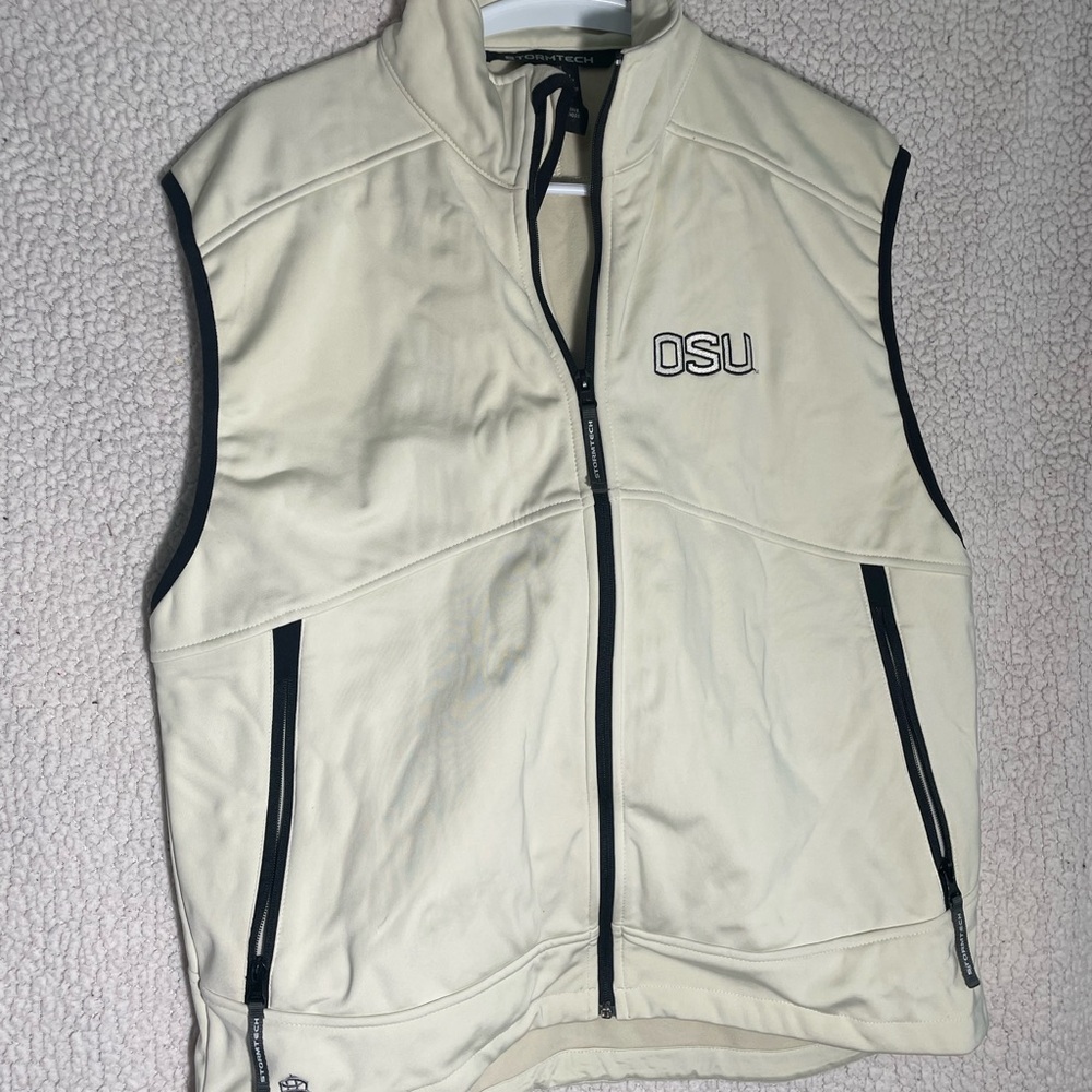 OSU Cream Medium Jacket Vest Stormtech Oregon Ohio Oklahoma State (Go Beavs!)